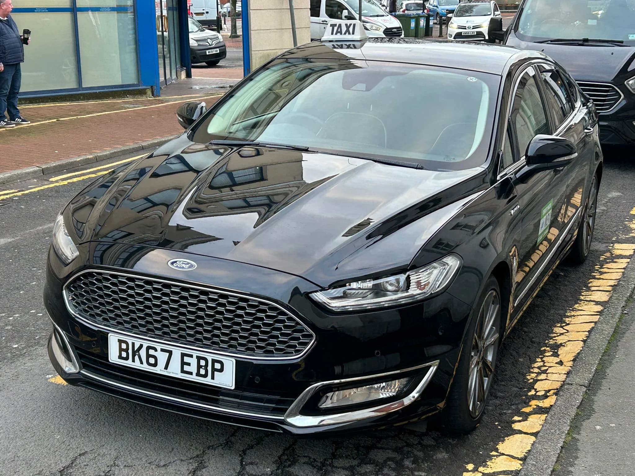 Central Cabs taxi in Neath, front view